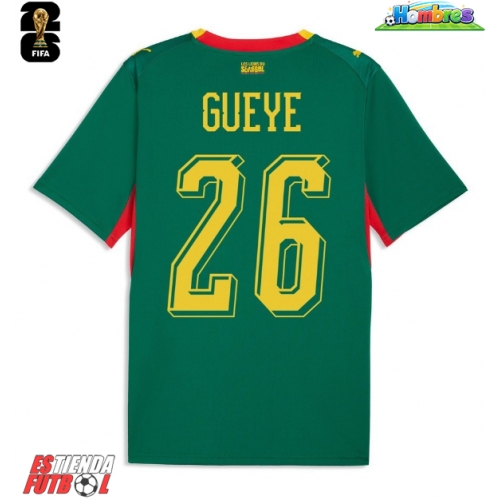 Senegal Pape Gueye #26 Segunda Equipación Mundial 2026 Manga Corta